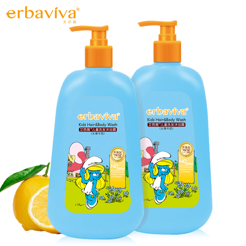 【天猫超市】艾芭薇儿童洗发沐浴露500ml*2 (水果牛奶)洗沐二合一