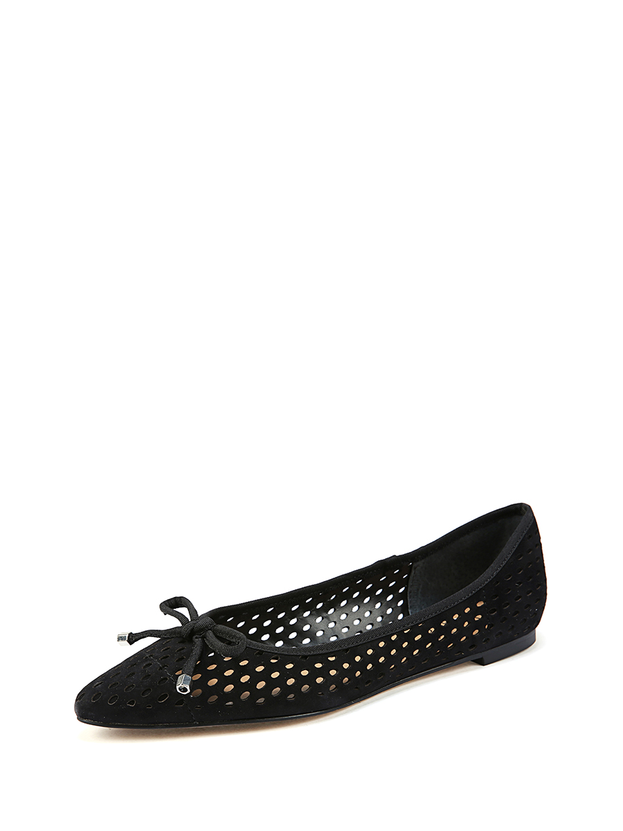 FRANCO SARTO 黑色镂空蝴蝶结饰平底鞋