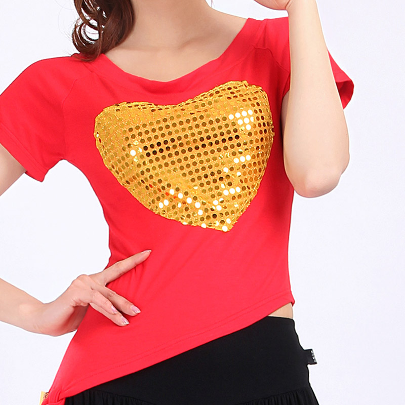 Michael thousand square dance clothing top new middle-aged dance clothing suit sleeve dance fitness sports top cotton
