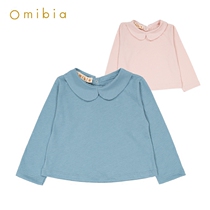 Omibia Baby Girl Organic Cotton Turn Collar Autumn Clothing Blouses Baby Round Collar Long Sleeves 100 Hitch-Coloured Undershirt