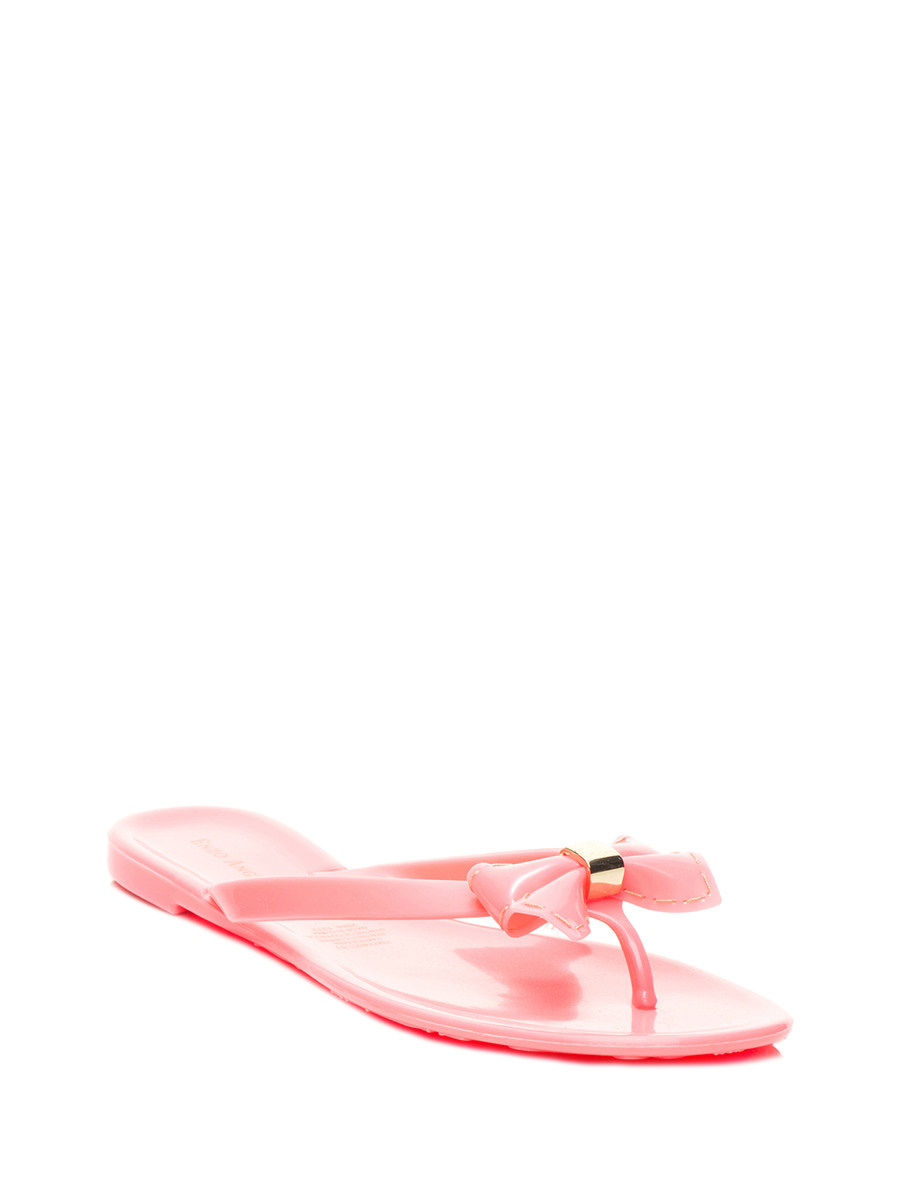 ENZO ANGIOLINI 粉色蝴蝶结饰人字拖鞋