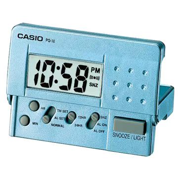 【CASIO 卡西欧】 轻便数位电子闹钟-蓝 PQ-10D-台湾官网直邮进口