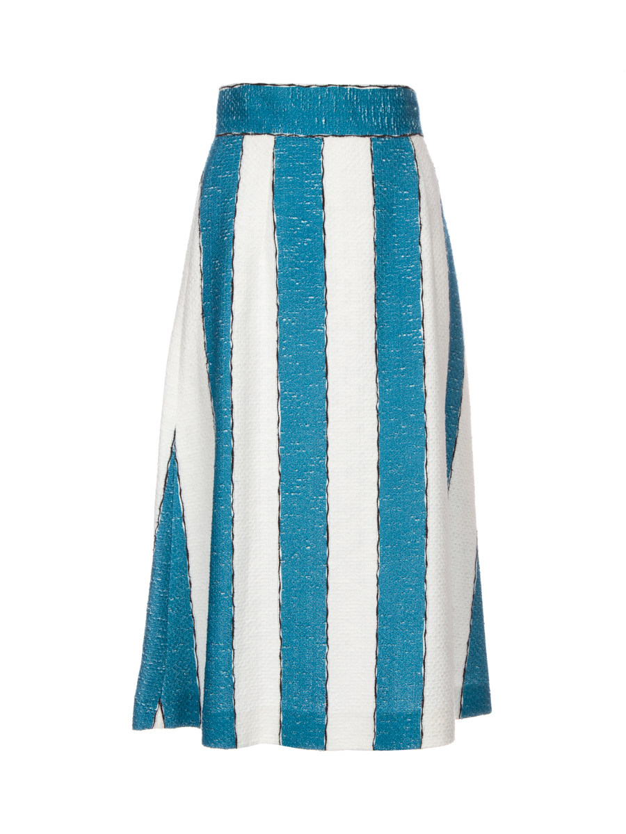 Dolce&Gabbana 蓝色拼白条纹半身裙