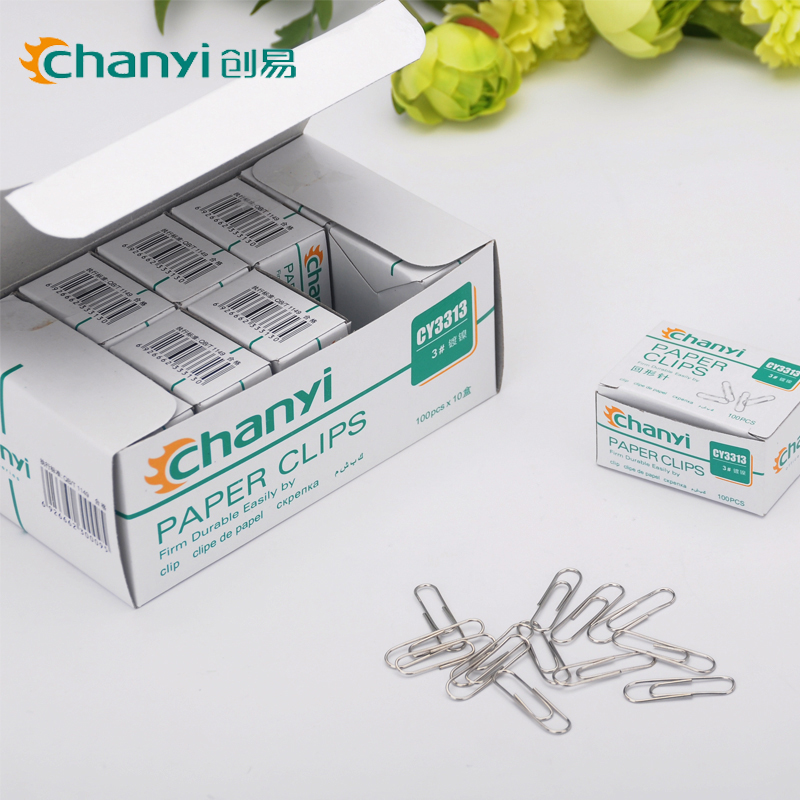 Chuangyi CY3313 nickel-plated paper clip 3#100 pieces