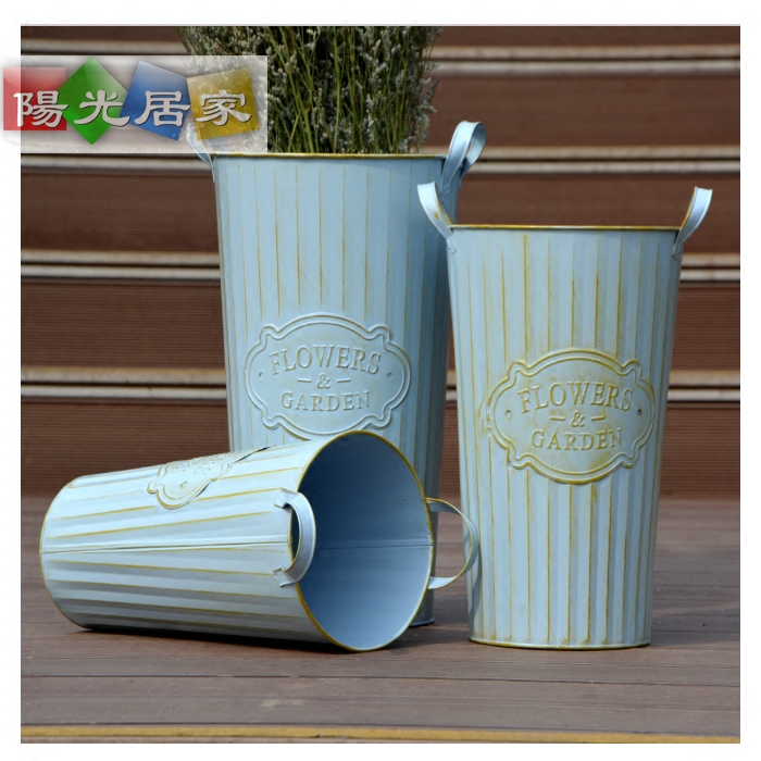 Twin ear barrel flower barrel retro-made old flower pot flower flower coffee shop fitting creative handle