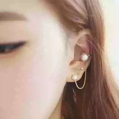South Korea's new pearl ear bone needle chain string earrings earrings earrings sweet exaggerated fashion women