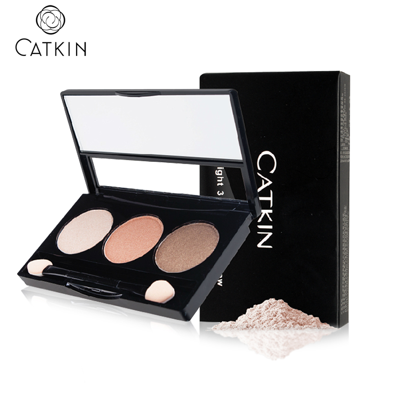 Catkin/卡婷丝滑柔光三色眼影裸妆大地色眼影盒珠光哑光卧蚕彩妆