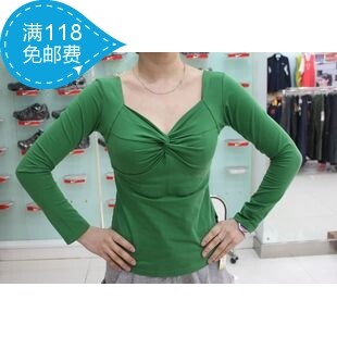 Urban Red Warbler long sleeves front twisted dance coat 603 bottom T - shirt dance dress square dance