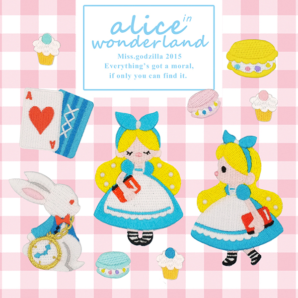 Miss Godzilla Alice cute embroidery sticker iPad shell decorative cloth sticker clothes bag shoes self-adhesive patch sticker