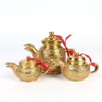 Buddhist supplies for God and Buddha oil pot teapot pure copper copper pot Buddha Hall water supply for wine pot Dragon and Phoenix teapot