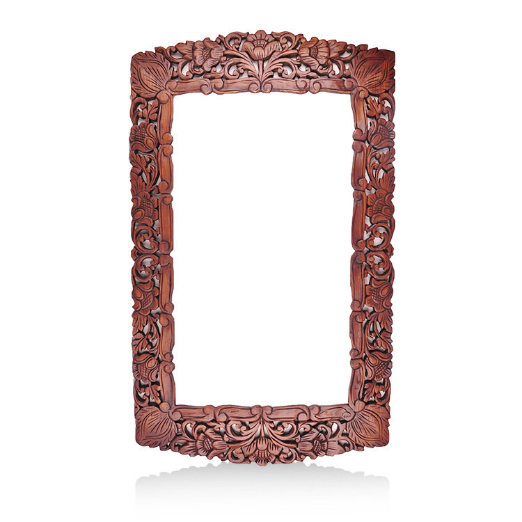 Thai handicraft teak carved log frame Southeast Asia home decoration handicraft dressing mirror frame
