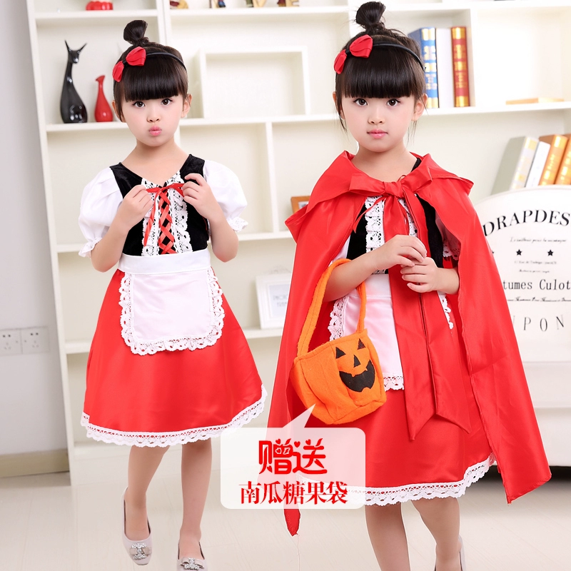 Halloween trẻ em Cô bé quàng khăn đỏ trang phục cô gái mới biết đi váy công chúa cosplay trang phục hóa trang phụ nữ - Trang phục