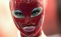  Latex clothing mask female headgear Latex clothing headgear tight face glue headgear glossy elastic mask