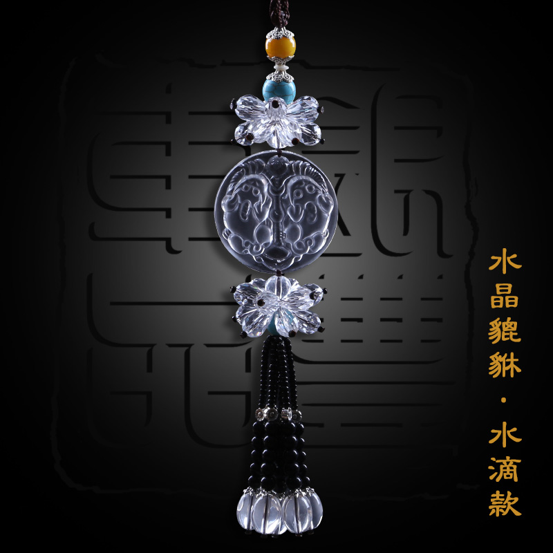 汽车挂件车饰挂件平安符水晶挂饰后视镜双貔貅挂件车吊坠车内饰品