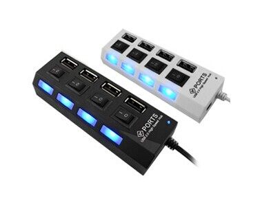 HUB Director Extension Port USB HUB One Drag 4 Hub USB with Independent Switch LED Light