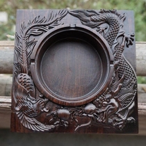 Yuanming green tea tray factory carved ebony ashtray Dragon and Phoenix