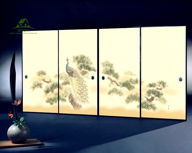 Fosma paper Fosma door paper Japanese imported peacock four tatami wardrobe door and room paper landscape canvas