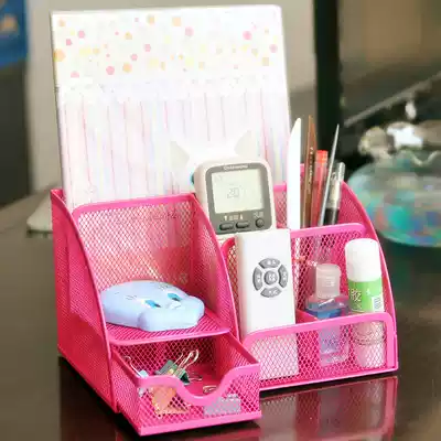 Yiqi home Creative five grid office desktop finishing box pen container sundries cosmetics storage box Black