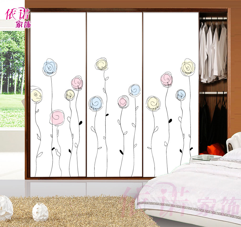 Wardrobe Glass Sliding Door Stickers Made Wardrobe Glass Sliding Door Stickers Made Bathroom Opaque Sketch Flower Ball