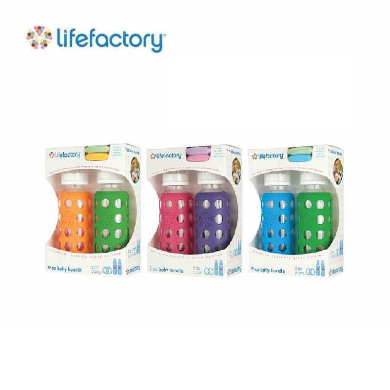 lifefactory美国250ml玻璃奶瓶 防摔防菌婴儿奶瓶两支装