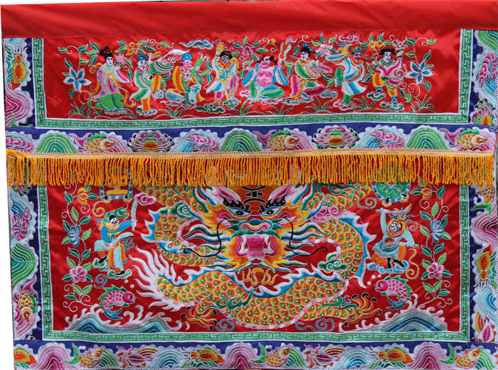 Taoist embroidery Tianlong embroidery three-scaled dragon eight immortals table skirt home gods for table table around the offering of 1.05 meters