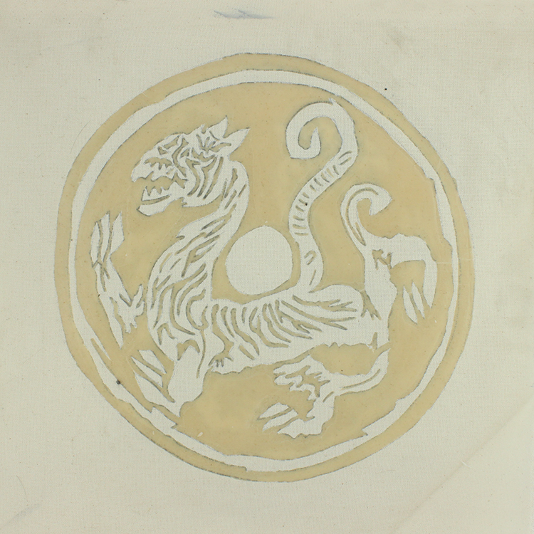 Hand-made batik Qin Han tile white tiger pattern semi-finished products have been waxed and not dipped primary products for easy learning reference