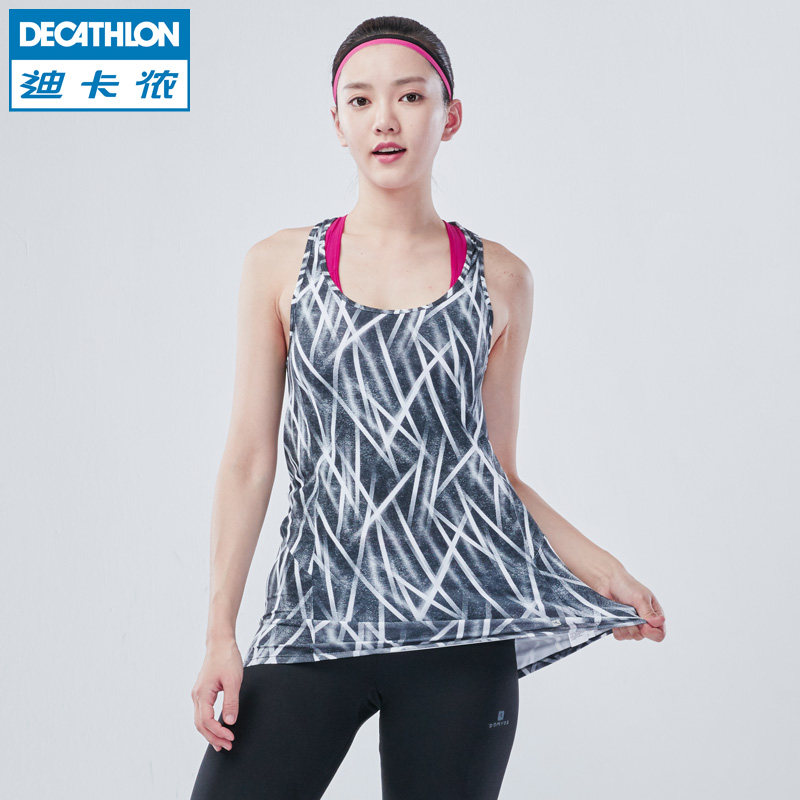 迪卡侬 运动背心女 健身心肺训练运动工字透气印花背心DOMYOS WE