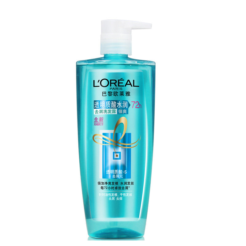 【天猫超市】欧莱雅洗发水透明质酸水润去屑洗发露倍爽700ml无硅