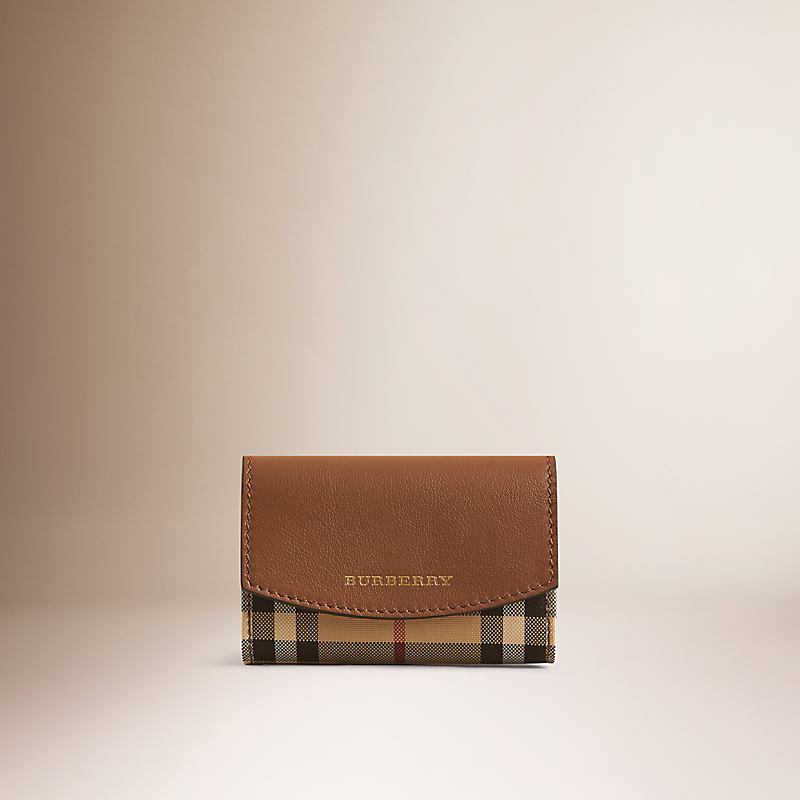 BURBERRY/博柏利Horseferry 格纹拼皮革卡片夹 39967251