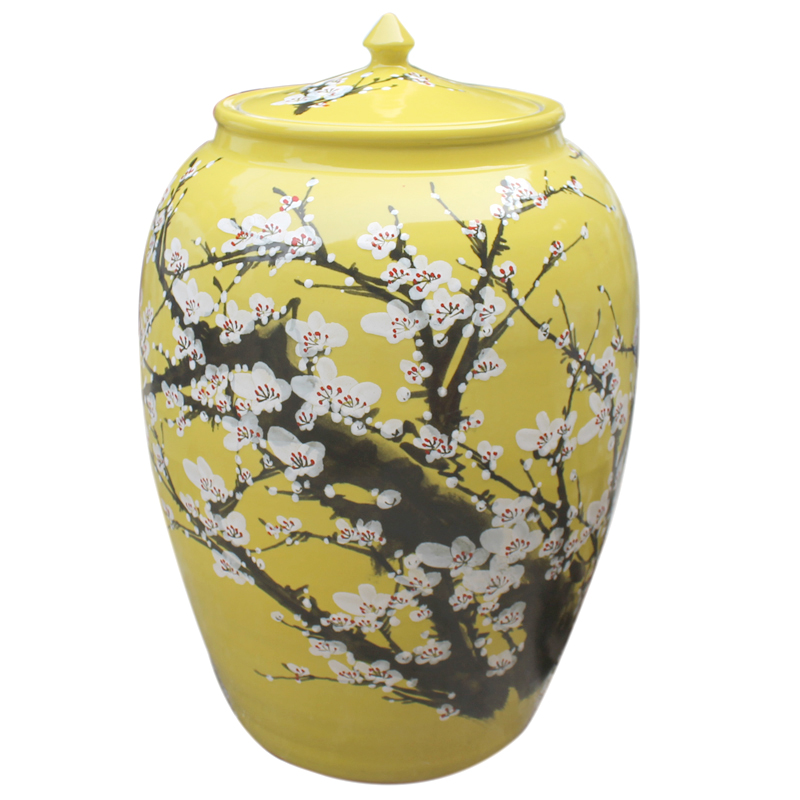 Jingdezhen ceramic ricer box 50 kilo meters storage box 25 kg a barrel 10 kg insect - resistant moistureproof kitchen with cover storage tank