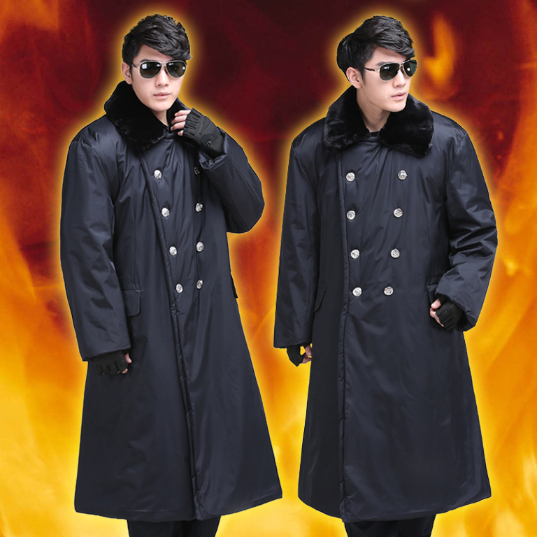 Military cotton coat men's length version anti-cold cotton clothes winter thickened removable washcloth black waterproof large coat security cotton clothing