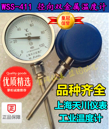 Bimetal thermometer WSS-411 thermometer temperature gauge thermometer thermometer Shanghai Tianchuan industrial temperature measuring instrument