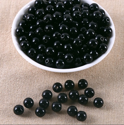 Handmade Beading DIY Material Kit 8mm Solid Color Round Beads Solid Black Glossy Beads Candy Beads Acrylic Beads Loose Beads by the Pound