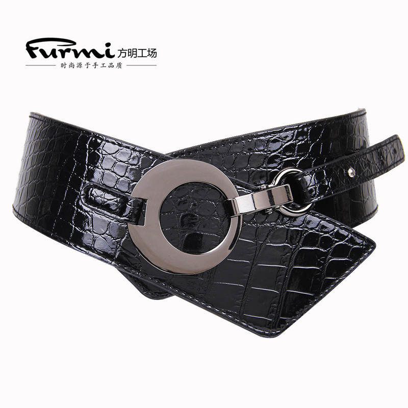 Women's Waist Belt Korean Style Wide Belt Black and Red Fashionable Versatile down Jacket Dress Coat Decorative Leather Belt