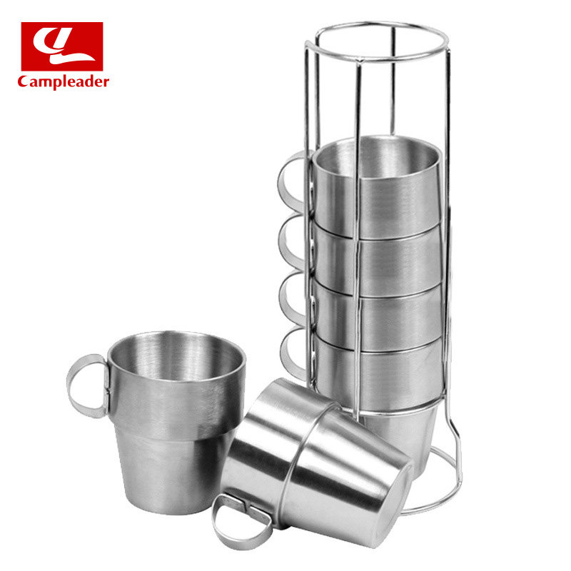 Outdoor No Magnetic Cup Stainless Steel Double Cup Picnic Heat Insulation Anti-Burn Coffee 6 Beer Mug 6 Suits Cup