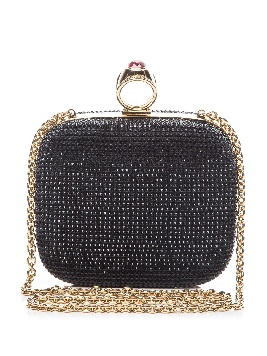 Dolce&Gabbana 黑色满镶晶钻方形链条晚宴包