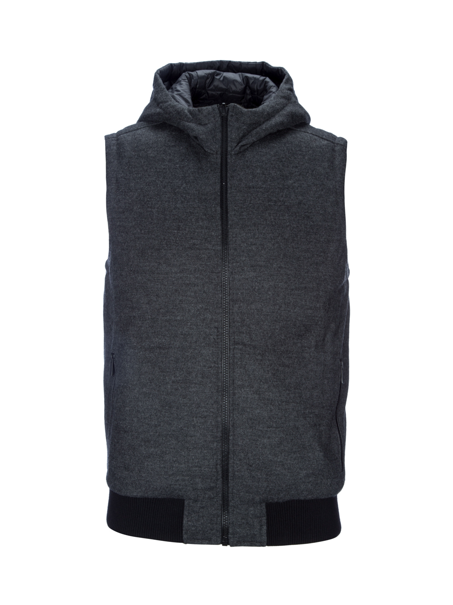 ZEGNA SPORT 深灰色连帽拉链式修身马夹