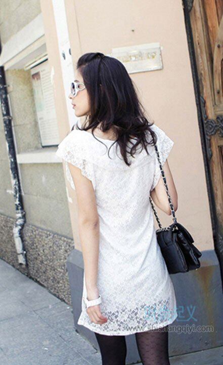 HChen Summer Clothing Romantic Ultra-Sweet Beauty Sweet Lady Wind Butterfly 1 4 Inches Sleeve Wrench Sleeves Lace Foreign Dress Spot White