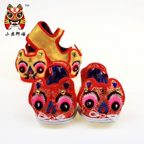 Xiaohu Afu handmade embroidered soft-soled tiger toe shoes satin buckle tiger shoes baby thousand-layer sole toddler shoes