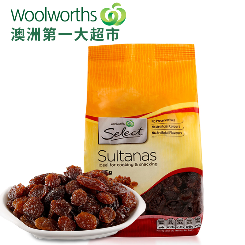 Woolworths澳洲进口 Select 天然提子干无籽葡萄干375g 进口零食