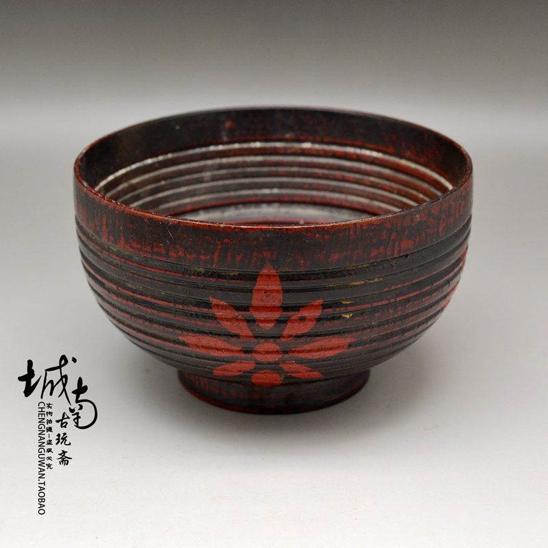 Japan Reflux Lacquer Bowl of Flowers Wood Rice Flavor of Jam Soup Japan Style Props Grocery Old and Antique Old Objects