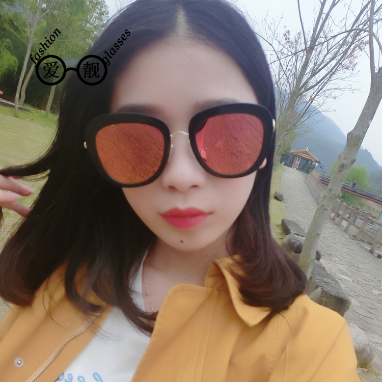 AIDJ Ai Liang Sunglasses European and American Fashion Ladies Sunglasses Trend Color Film Fox Temple Sunglasses Q Meng