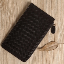 Multi-card card bag men and women long sheepskin woven card bag credit card leather card bag ultra-thin male and female card holder