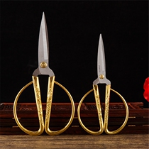 Gold scissors Stainless steel dragon and phoenix scissors Alloy household scissors opening ribbon knot bride dowry makeup special scissors