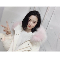 Miusu winter new two-color raccoon hair big hair collar 90 white duck down flower bud swallowtail down jacket womens long model