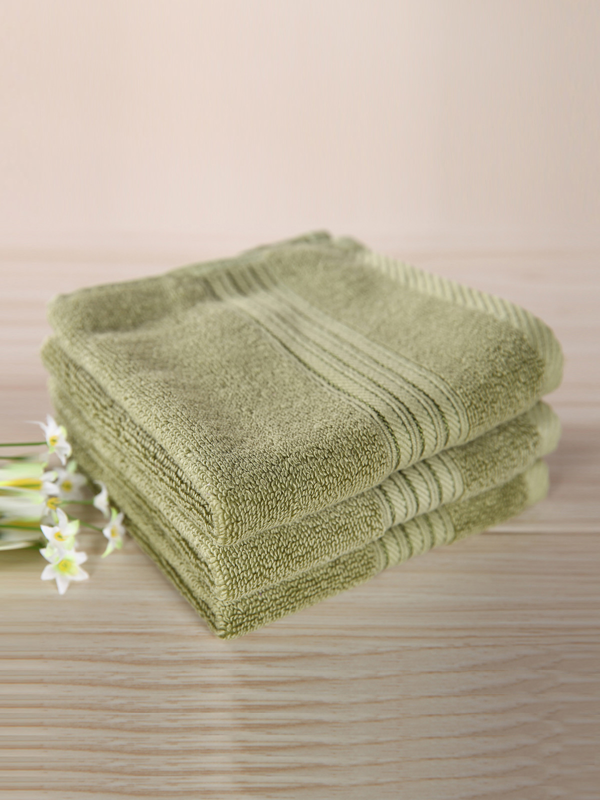 ROYAL VELVET|草绿色加州阳光炫彩方巾(3条装)