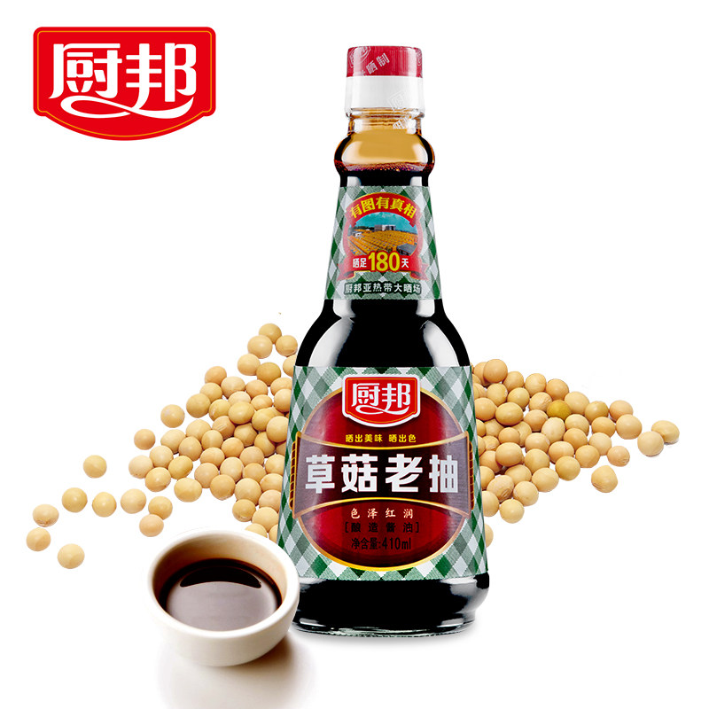 【天猫超市】厨邦酱油410ml草菇老抽上色红烧非转基因黄豆生抽