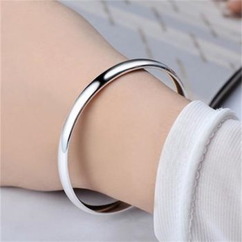 ສາຍແຂນເງິນບໍລິສຸດ 999 pure silver sterling silver jewelry for women birthday gift flat bracelet concubine bracelet students glossy open student