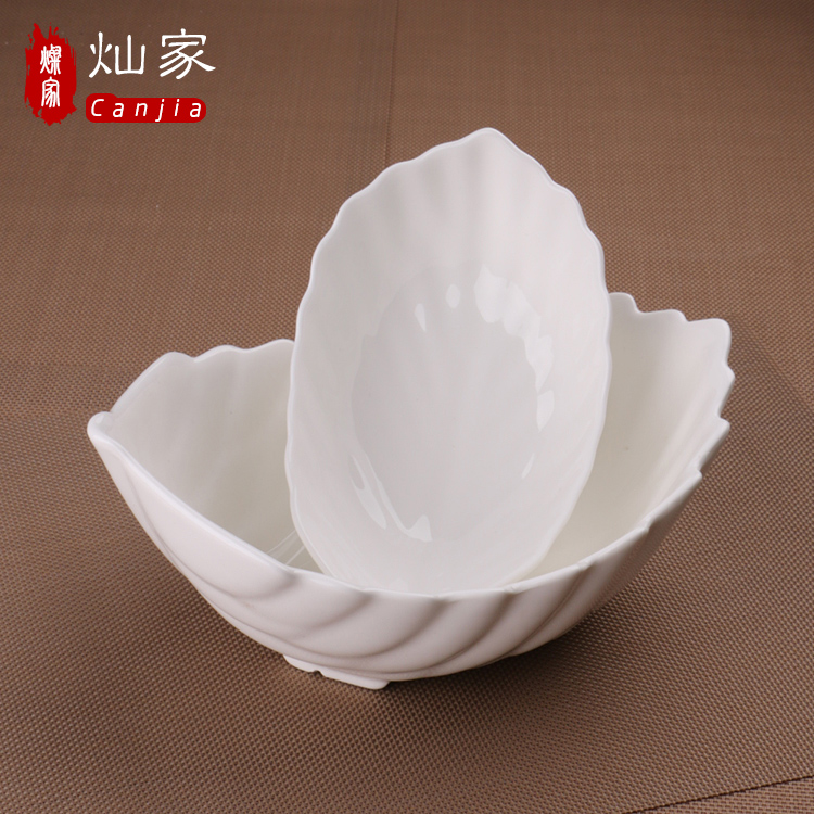 Pure white ceramic hotel west cutlery Japanese - style alien big bowl noodles bowl of salad bowl leaf plate creative cuisine