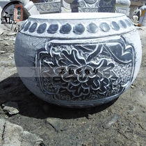 Stone carving drum pier Bluestone column base Stone column cornerstone carved old stone pier Antique round pier column foot round stone drum